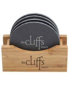 Bamboo with Round Slate Coasters