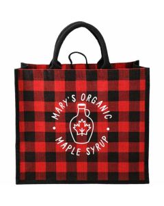 Buffalo Plaid Printed Jute Tote