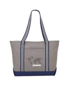 Stripe Handle 20 oz. Cotton Canvas Zipper Boat Tote