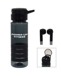 24 oz. Tritan Banded Gripper Bottle With Wireless Earbuds