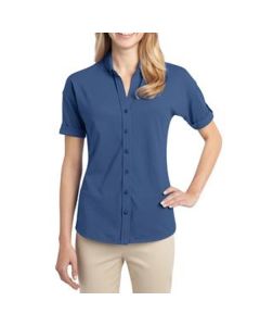 Port Authority Ladies Stretch Pique Button-Front Shirt