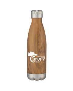 Printed 16 Oz. Stainless Steel Woodtone Vacuum Bottle