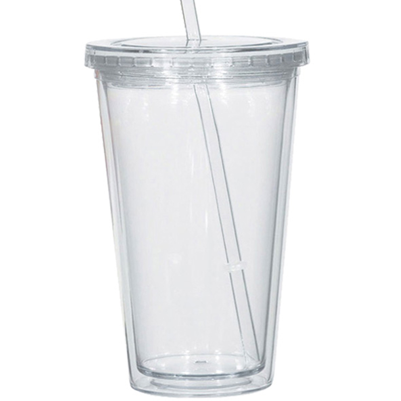 16oz. Clear Acrylic Tumbler With Straw