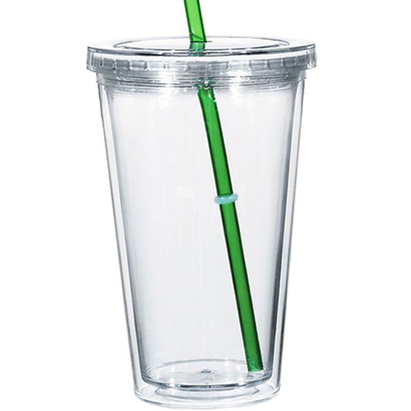 16oz. Clear Acrylic Tumbler With Straw