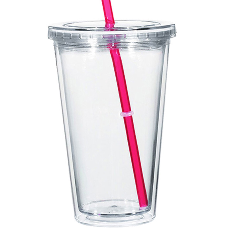 16oz. Clear Acrylic Tumbler With Straw