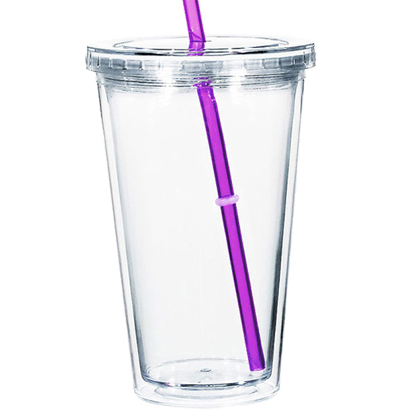 16oz. Clear Acrylic Tumbler With Straw