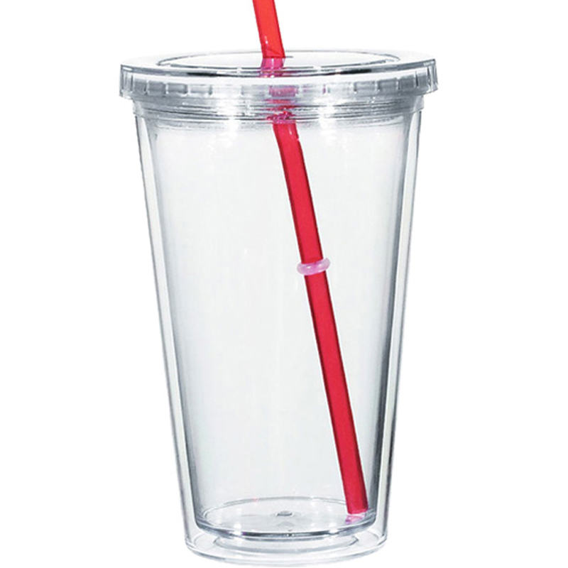 16oz. Clear Acrylic Tumbler With Straw