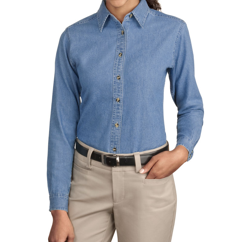 Port & Company - Ladies Long Sleeve Value Denim Shirt