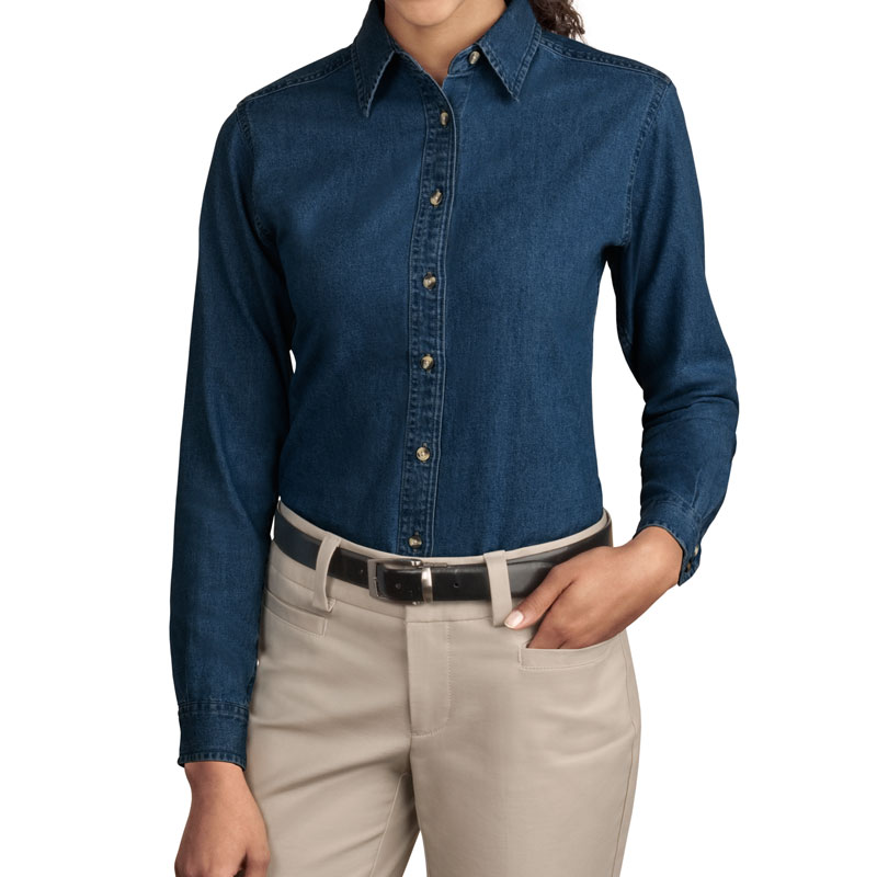 Port & Company - Ladies Long Sleeve Value Denim Shirt