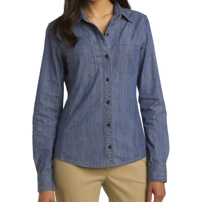 Port Authority Ladies Patch Pockets Denim Shirt