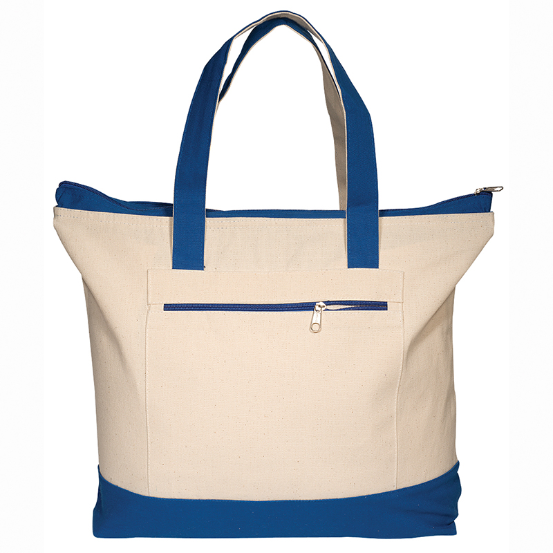 Imprinted Zippered Cotton Boat Tote