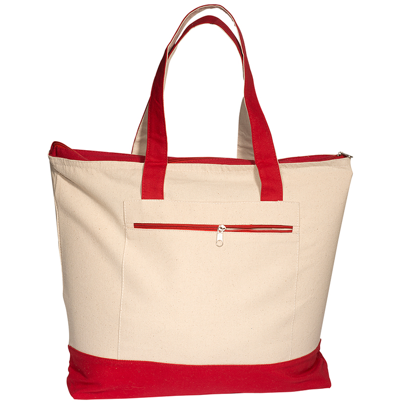 Imprinted Zippered Cotton Boat Tote