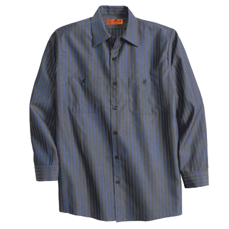 Red Kap - Long Sleeve Striped Industrial Work Shirt