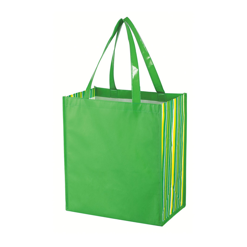 Logo Shiny Laminated Non-Woven Tropic Shopper Tote Bag