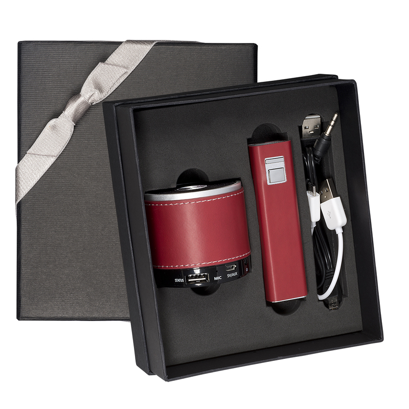 Debossed Tuscany Power Bank and Bluetooth Speaker Gift Set