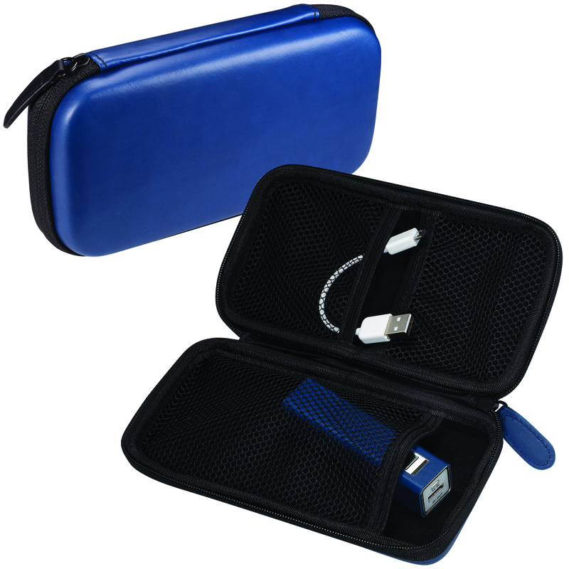 Debossed Tuscany Tech Case and Power Bank Gift Set