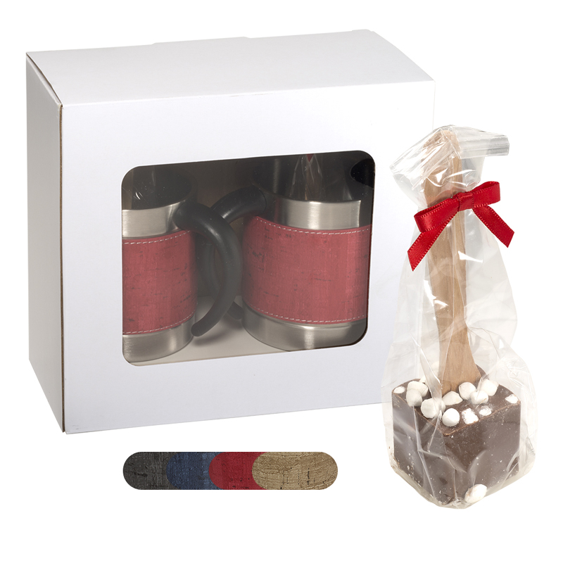 Debossed Casablanca Coffee Cups & Hot Cocoa Gift Set