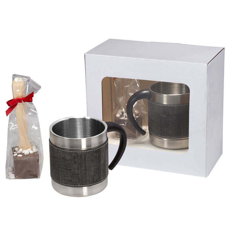 Debossed Casablanca Coffee Cups & Hot Cocoa Gift Set