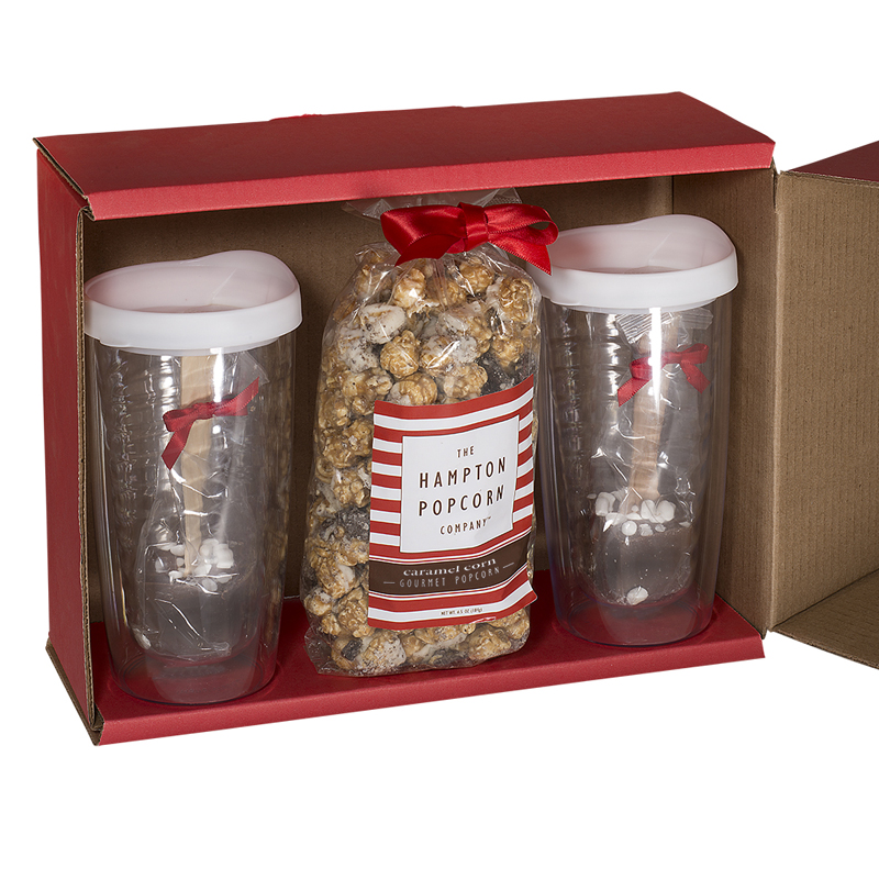 Printed Avalon Tumblers, Popcorn & Hot Cocoa Gift Set