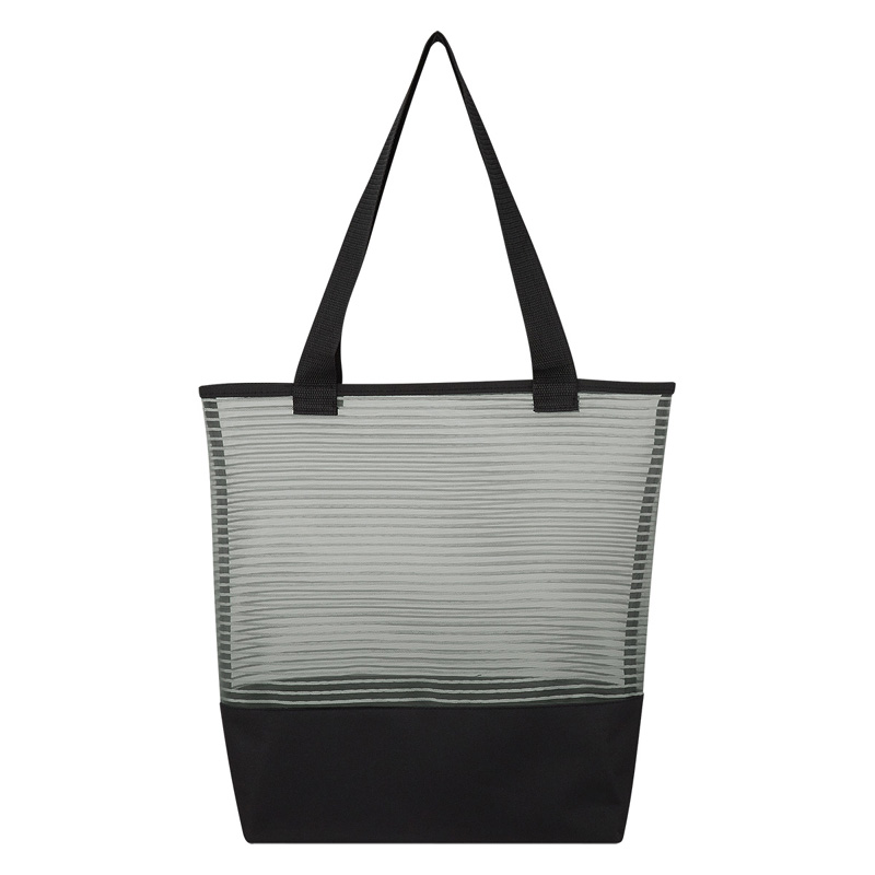 Custom Sheer Mesh Pinstripe Tote Bag