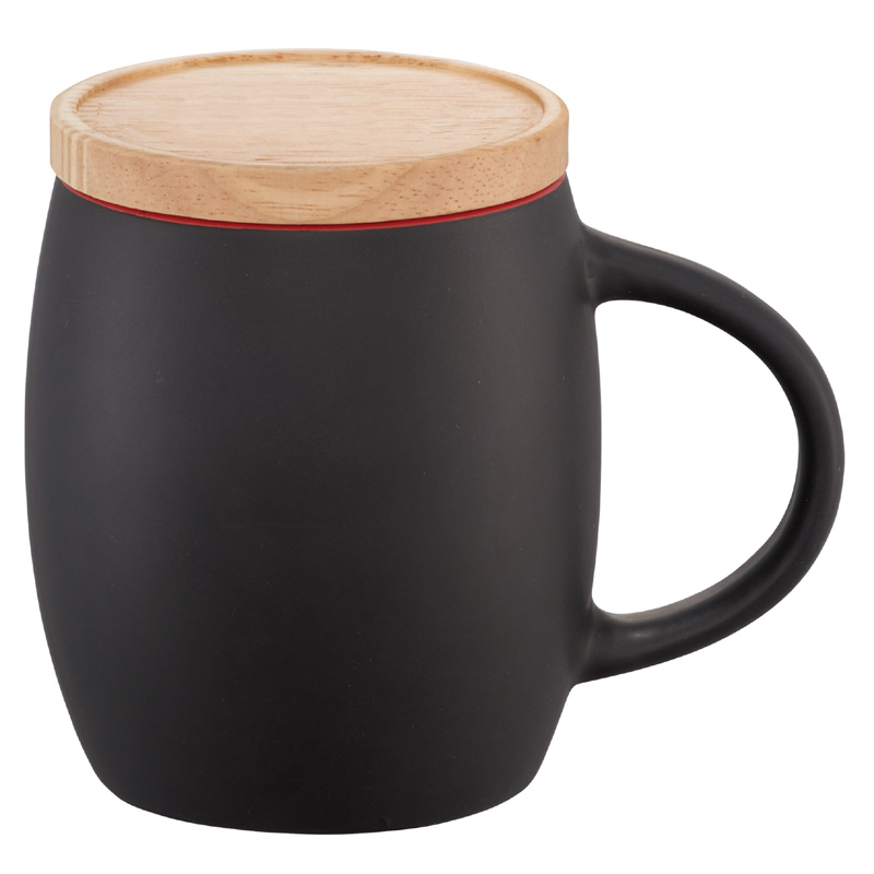 Hearth Ceramic Mug with Wood Lid/Coaster 14 oz.