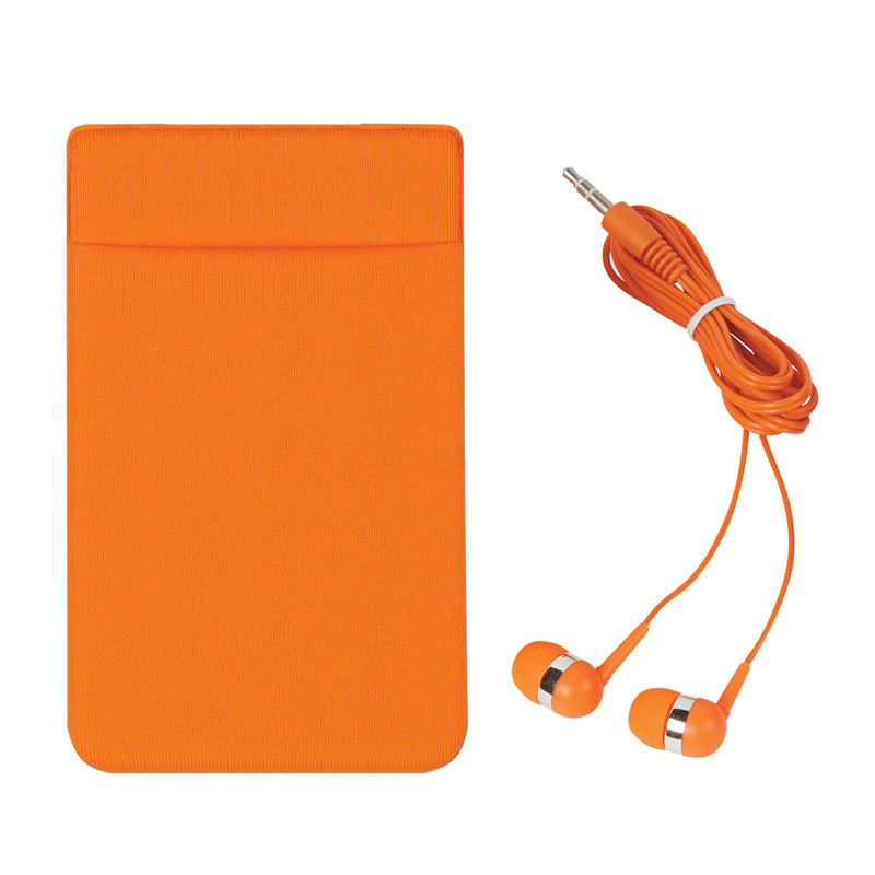 Stretch Phone Card Sleeve with Earbuds