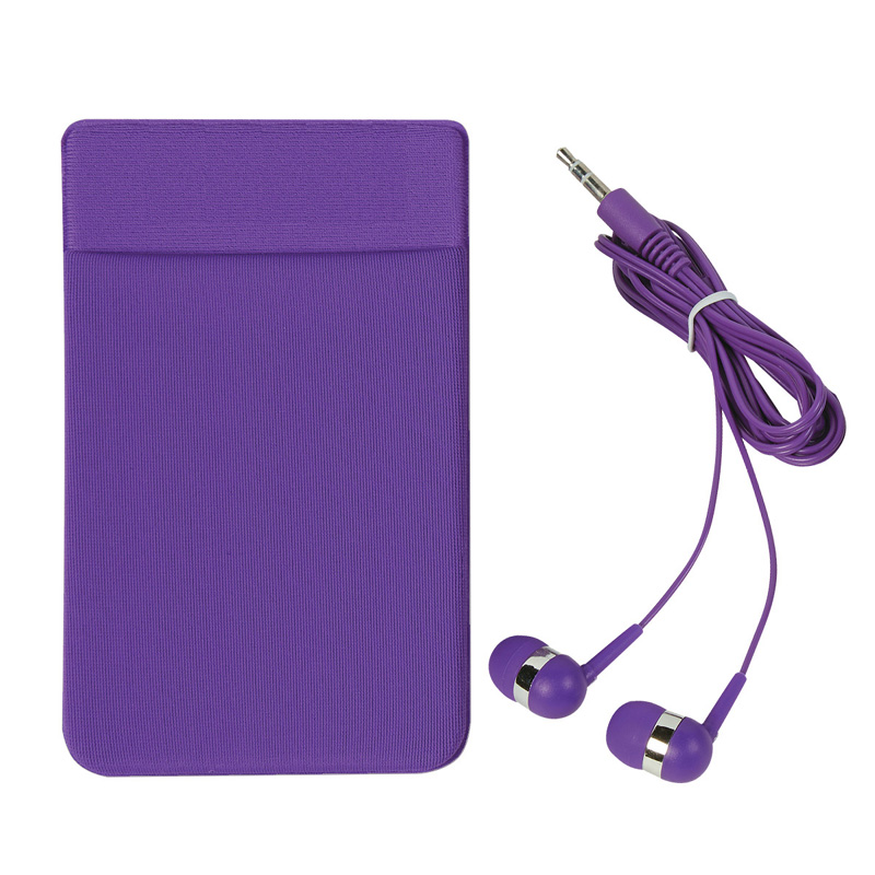 Stretch Phone Card Sleeve with Earbuds