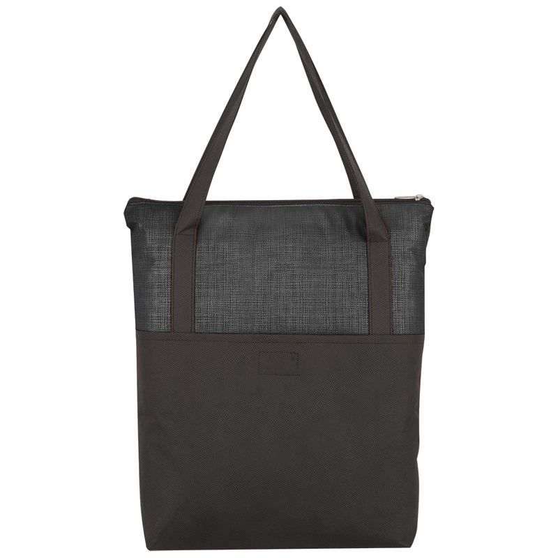 Crosshatch Non-Wowen Zippered Tote Bag