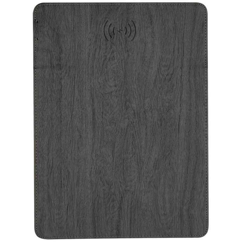 Woodgrain Wireless Charging Mouse Pad with Phone Stand