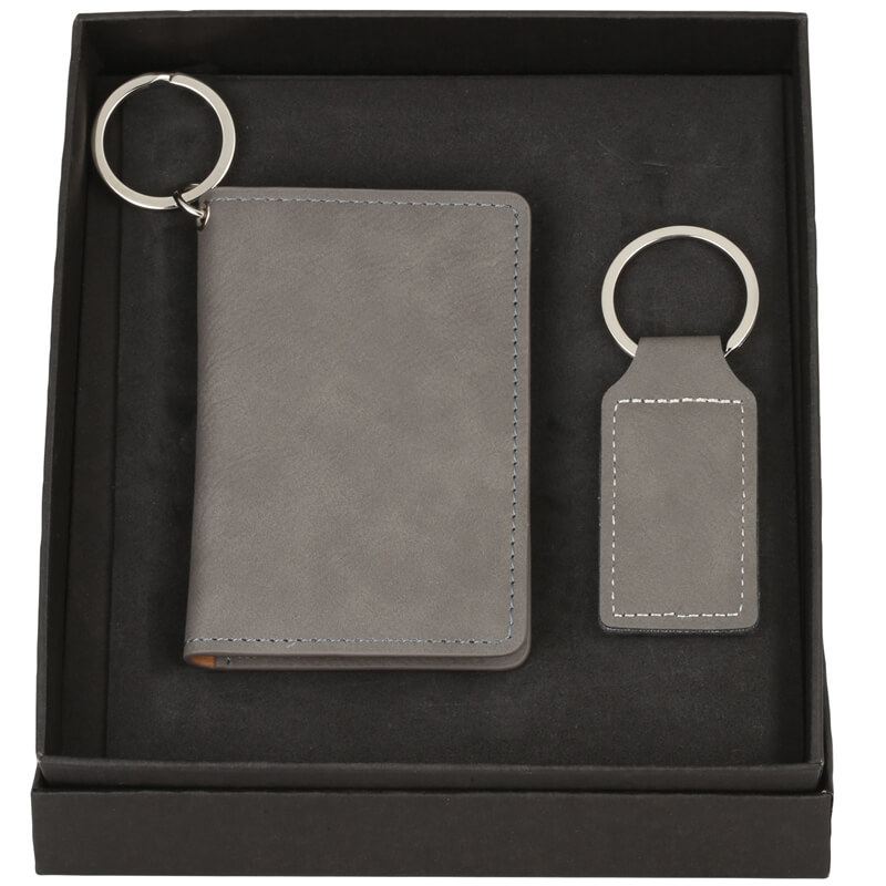 Wallet & Keychain Leatherette Set