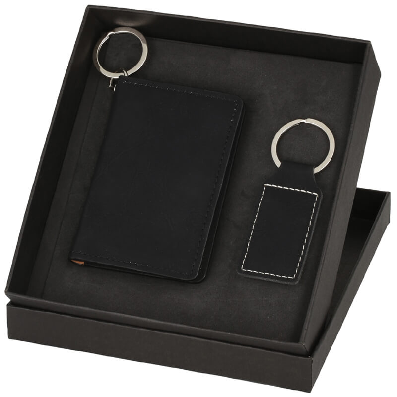 Wallet & Keychain Leatherette Set