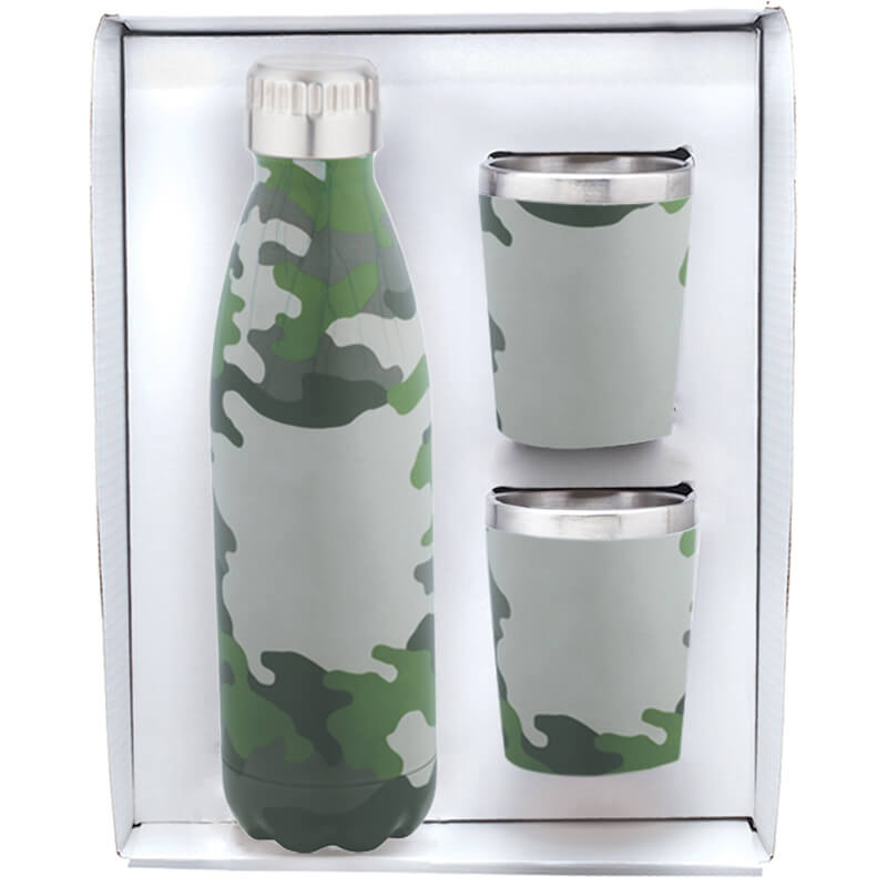 Stainless Steel Camo Bottle & Tumblers Gift Set