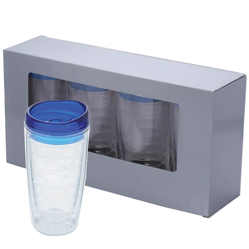 4 Piece Double Wall Acrylic Tumbler Quattro Gift Set with Full Color