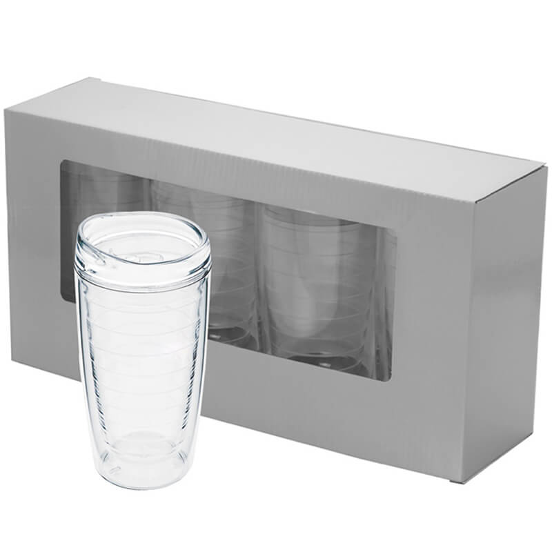 4 Piece Double Wall Acrylic Tumbler Quattro Gift Set with Full Color