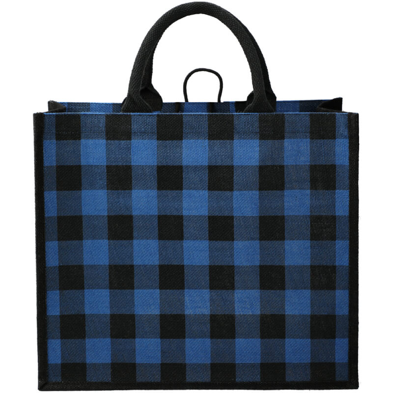 Buffalo Plaid Printed Jute Tote