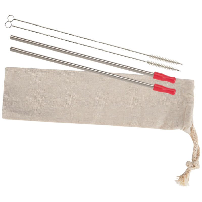 2-pack Stainless Straw Kit With Cotton Pouch