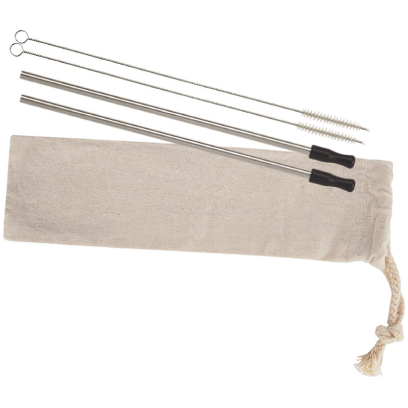 2-pack Stainless Straw Kit With Cotton Pouch