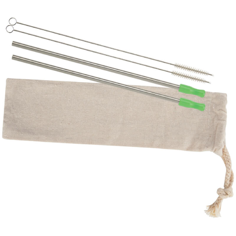 2-pack Stainless Straw Kit With Cotton Pouch