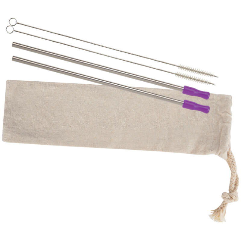 2-pack Stainless Straw Kit With Cotton Pouch