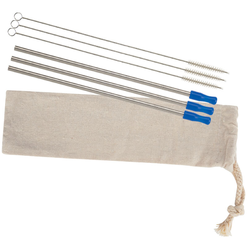 3-pack Stainless Straw Kit With Cotton Pouch