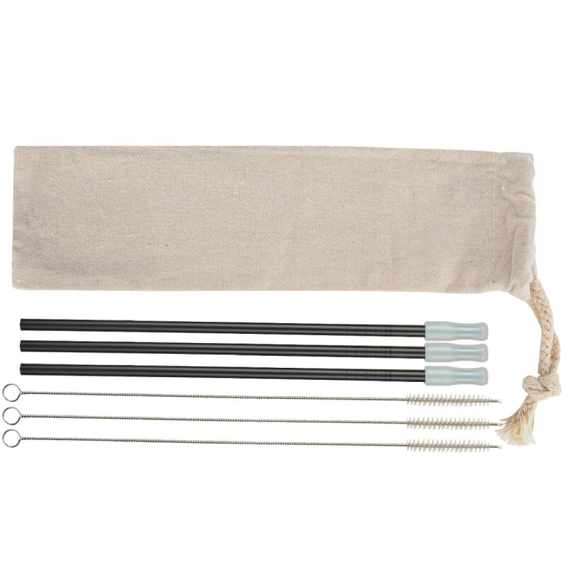 3- Pack Park Avenue Stainless Straw Kit With Cotton Pouch