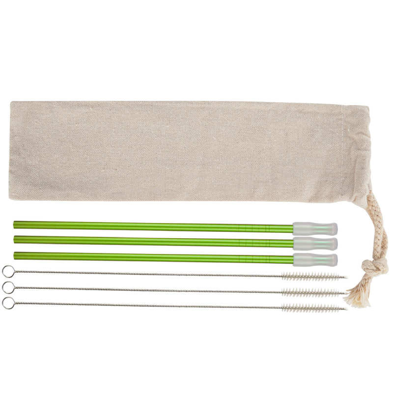 3- Pack Park Avenue Stainless Straw Kit With Cotton Pouch