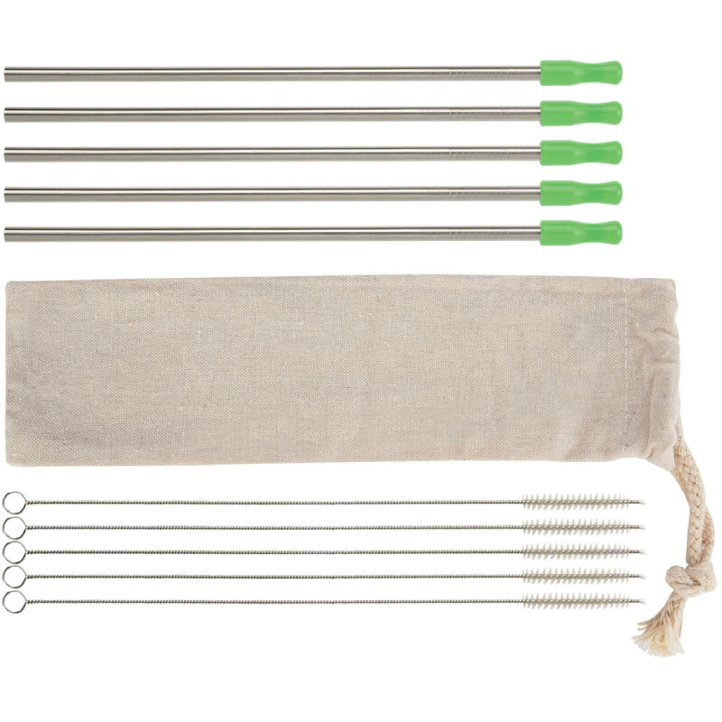 5-pack Stainless Straw Kit With Cotton Pouch