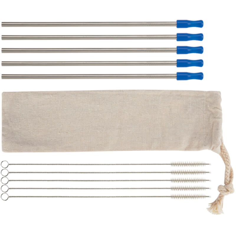 5-pack Stainless Straw Kit With Cotton Pouch