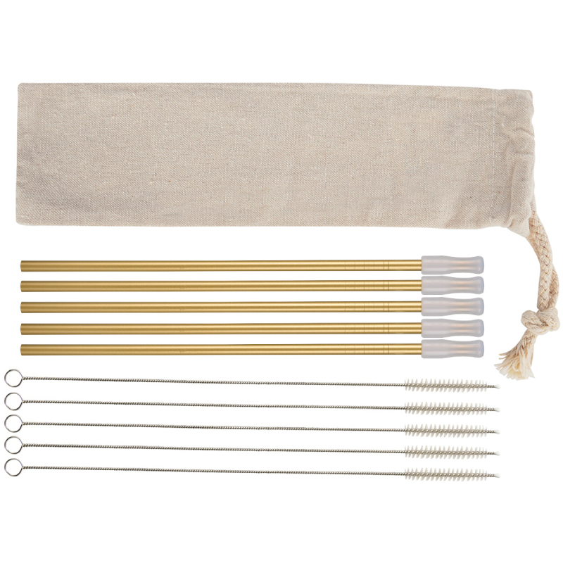 5- Pack Park Avenue Stainless Straw Kit With Cotton Pouch