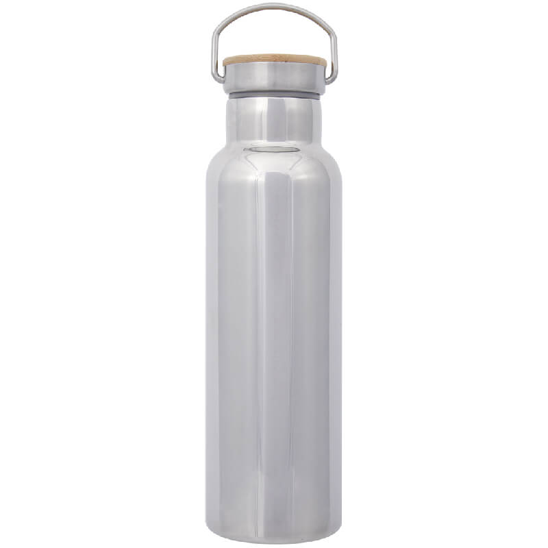 21 oz. Shiny Tipton Stainless Steel Bottle With Bamboo Lid