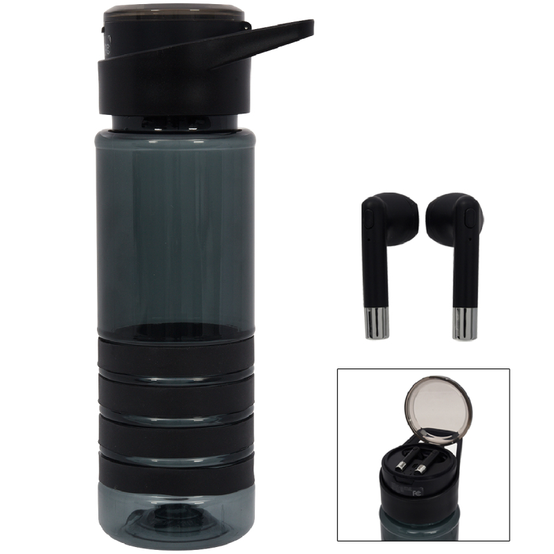 24 oz. Tritan Banded Gripper Bottle With Wireless Earbuds