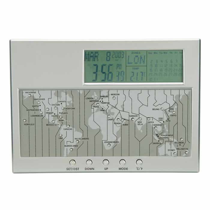 Digital WorldTime Clock, Calendar & Thermometer