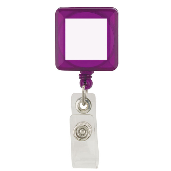 Square Plastic Retractable Badge Holder Clip