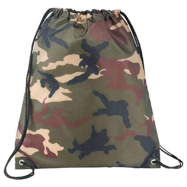 Monogrammed Camo Oriole Drawstring Cinch Backpack